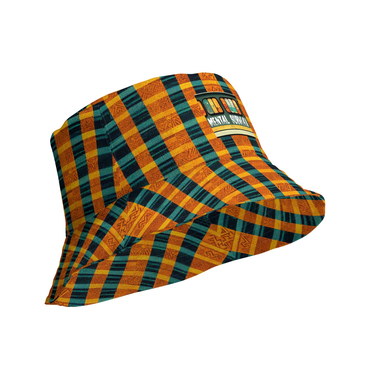 Teal & Tangerine Tapestry Reversible bucket hat
