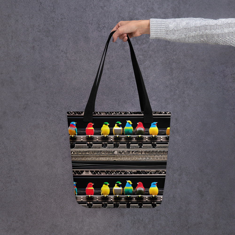 Colorful Birds on a Wire Tote bag