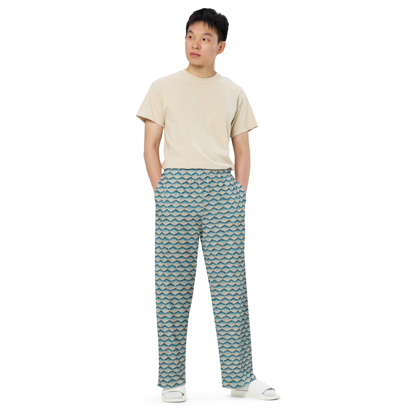Seafoam Scales Men’s wide-leg pants