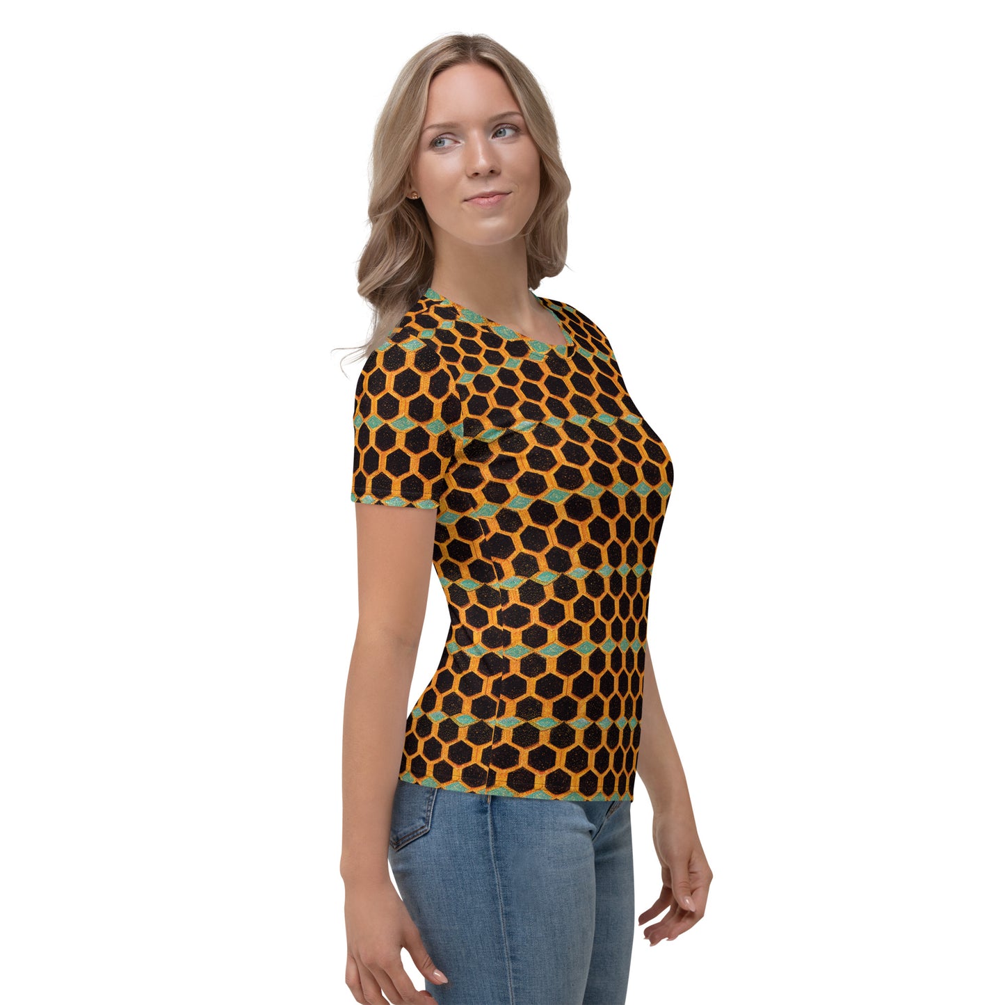 Teal and Gold Bee Bungalow Women's T-shirt