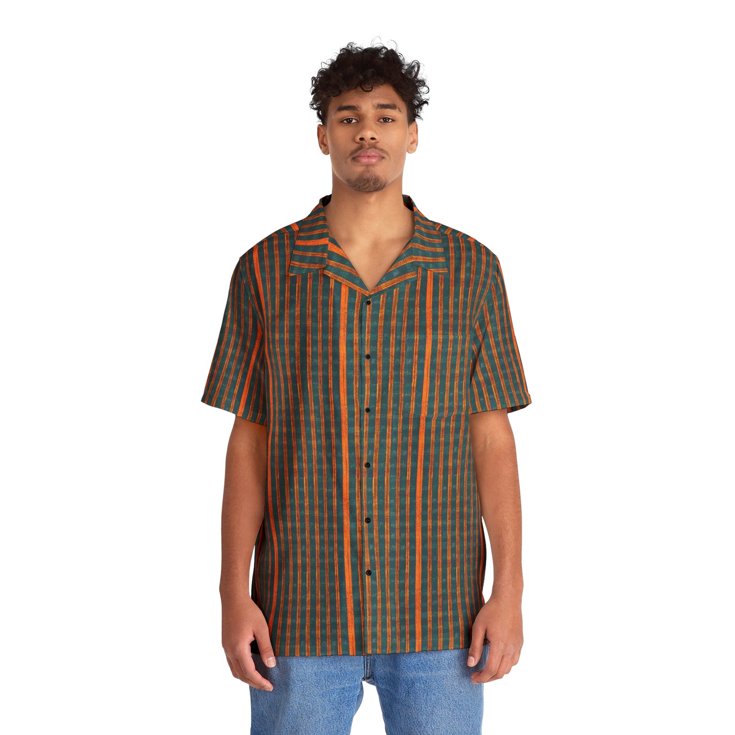 Teal & Tangerine Tapestry Men's Hawaiian Shirt