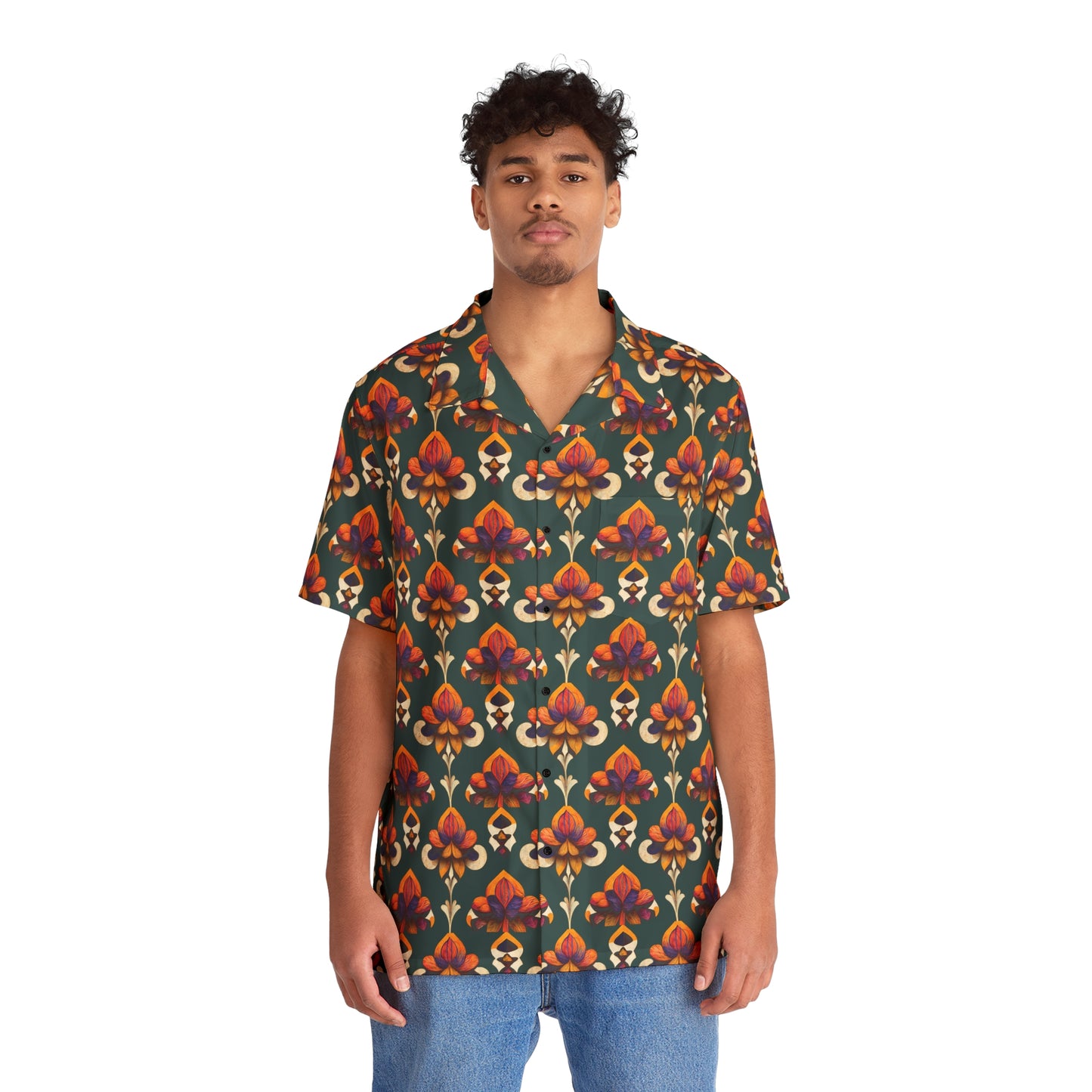 Taza’s Radiant Petals Men's Hawaiian Shirt