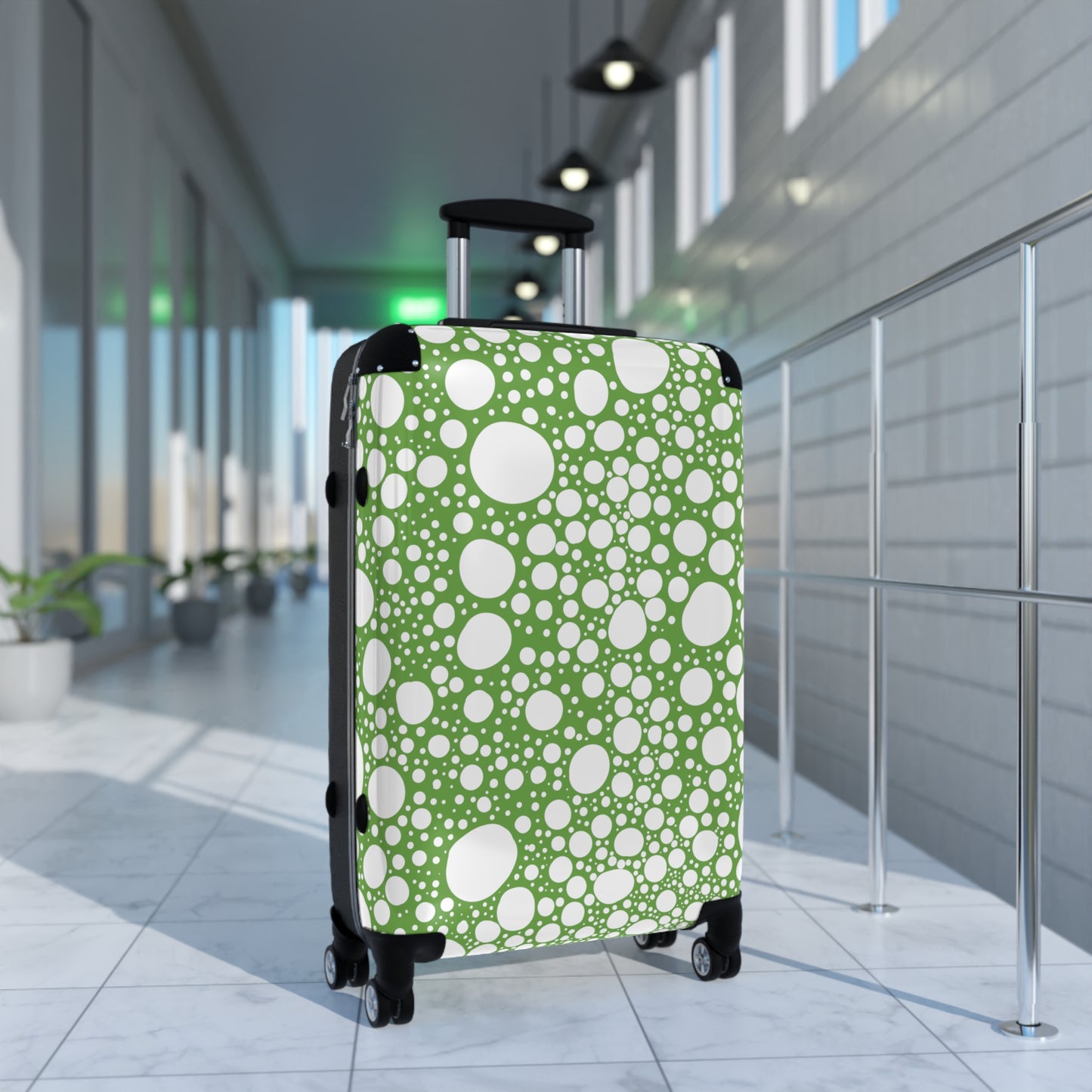 Blanca Ink Spots on Lime Green Suitcase