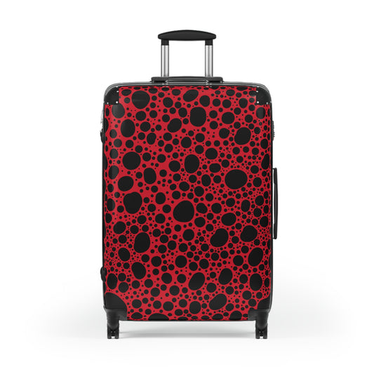 Noir Pointallism on Dark Red Suitcase