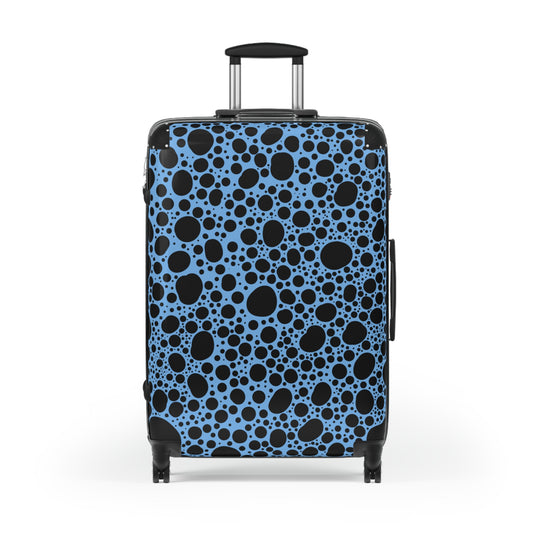 Noir Pointallism on Light Blue Suitcase