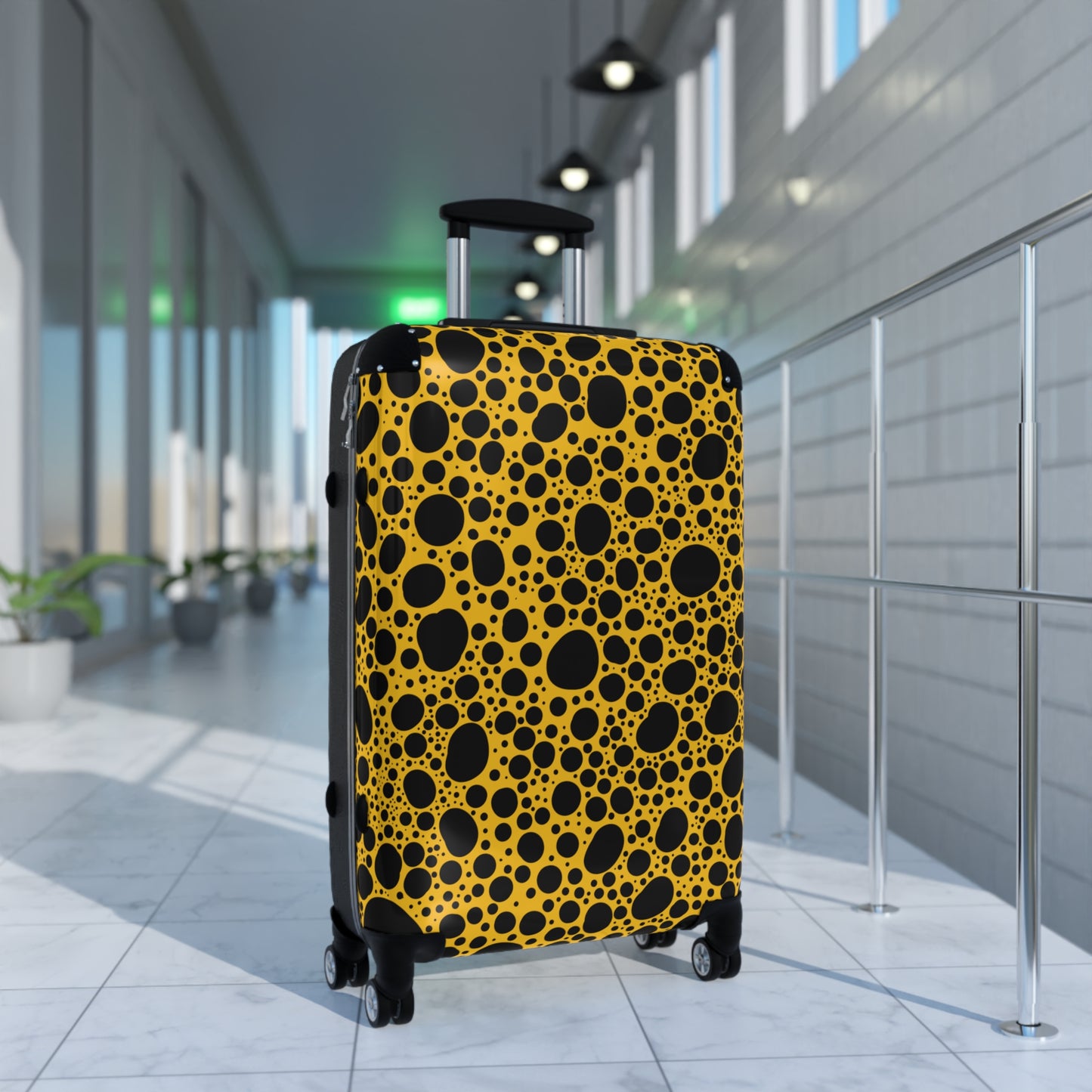 Noir Pointallism on Yellow Suitcase