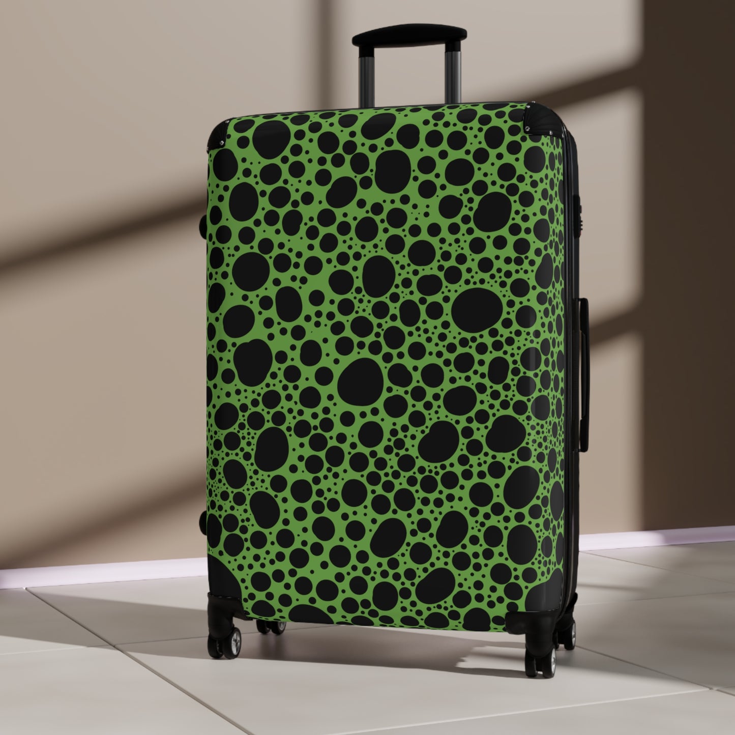 Noir Pointallism on Lime Suitcase