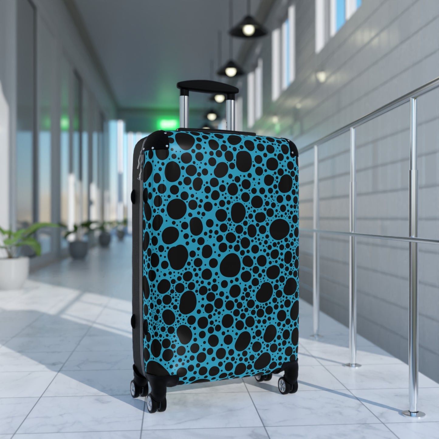 Noir Pointallism on Teal Suitcase