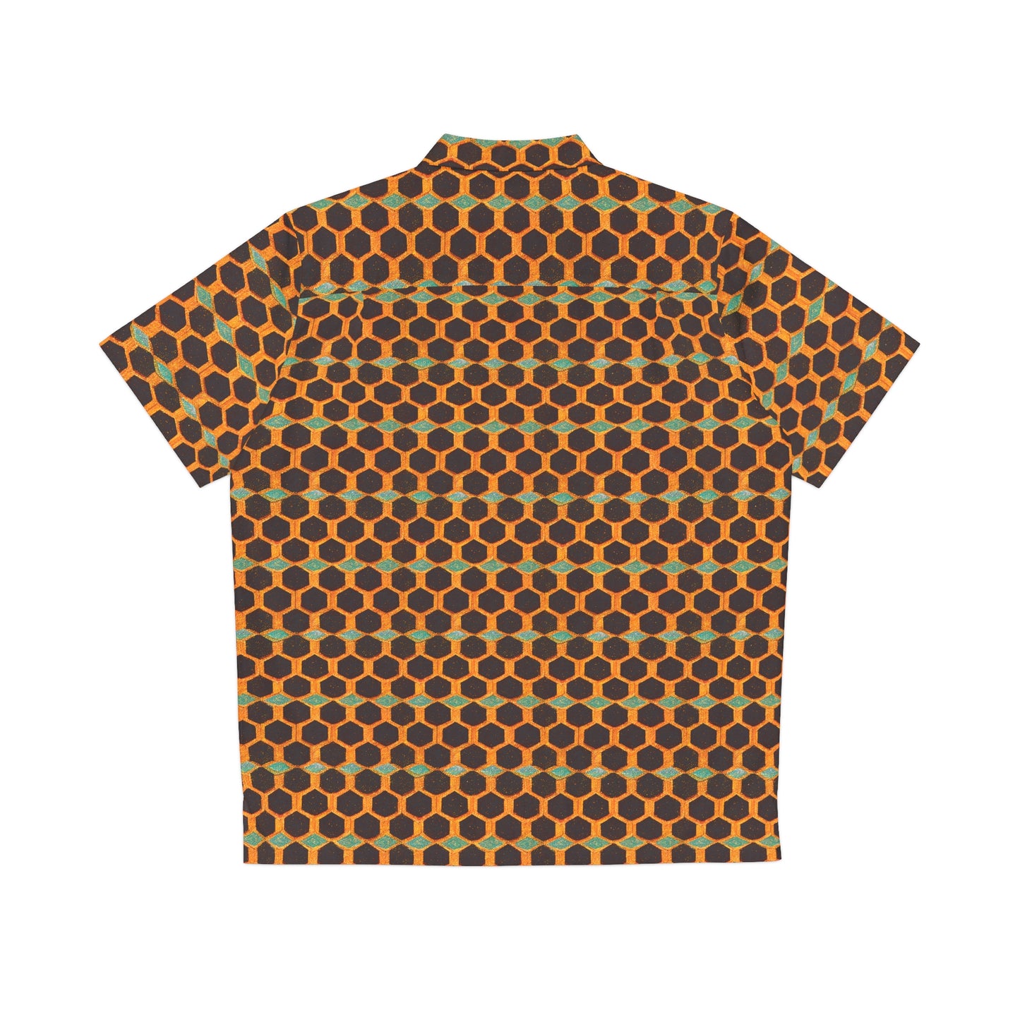 Teal and Gold Bee Bungalow Men's Hawaiian Shirt