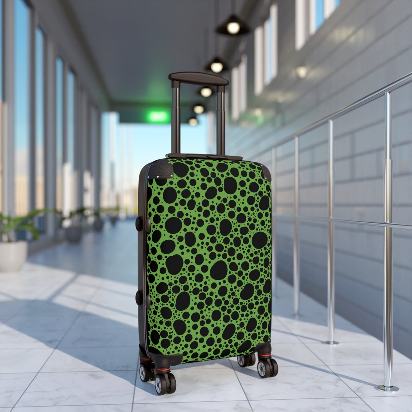 Noir Pointallism on Lime Suitcase