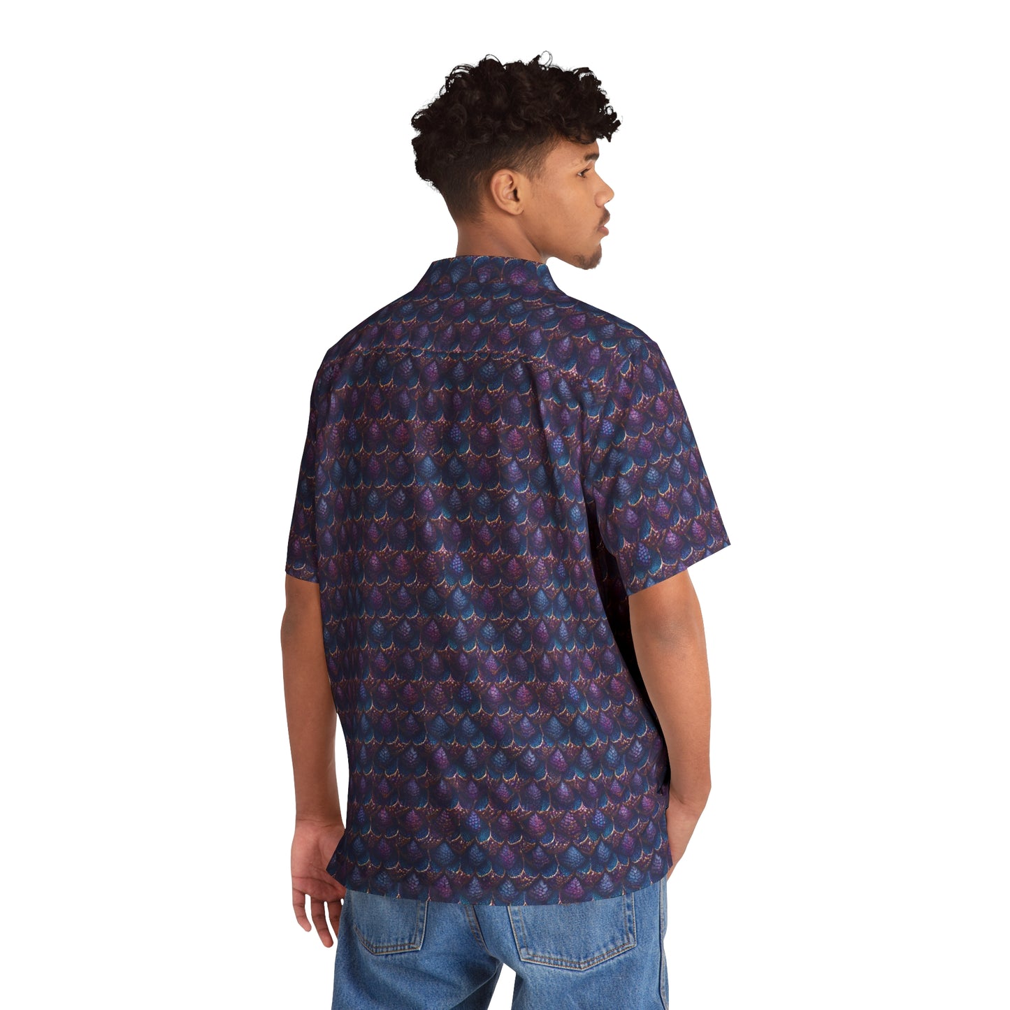 Luminosa, the Radiant Amethyst Drakon Men's Hawaiian Shirt (AOP)