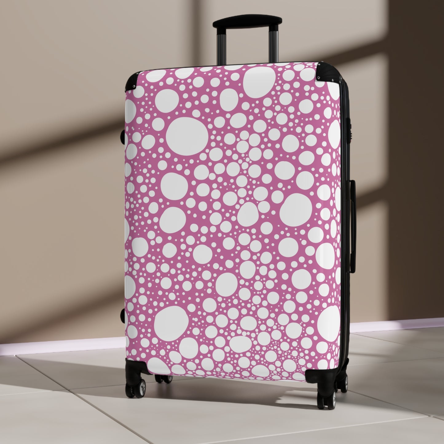 Blanca Ink Spots on Light Pink Suitcase