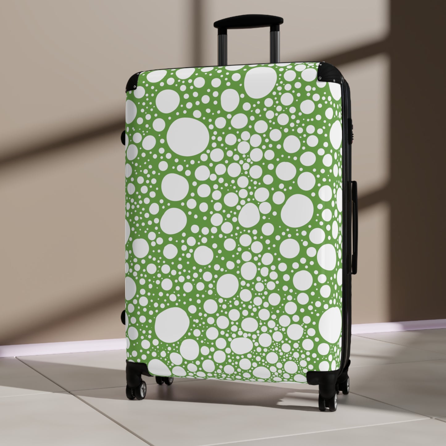 Blanca Ink Spots on Lime Green Suitcase