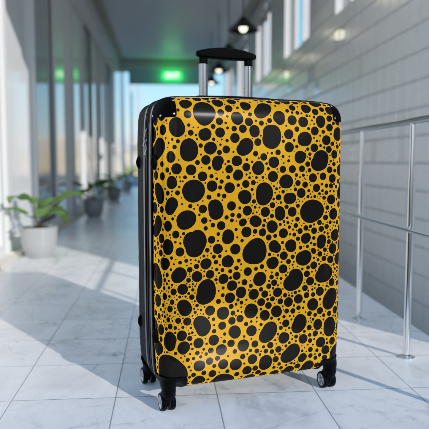 Noir Pointallism on Yellow Suitcase