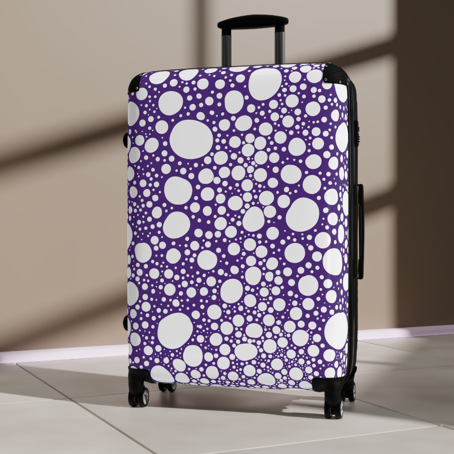 Blanca Ink Spots on Purple Suitcase