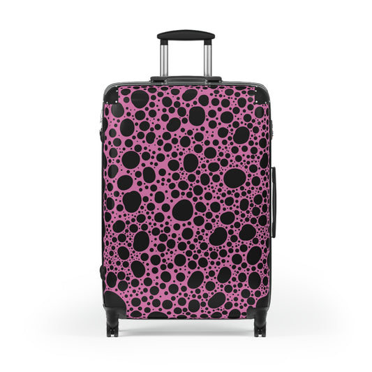 Noir Pointallism on Light Pink Suitcase