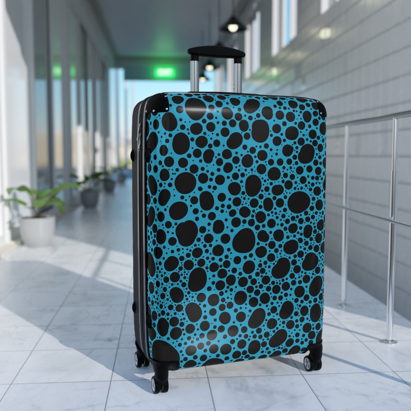 Noir Pointallism on Teal Suitcase