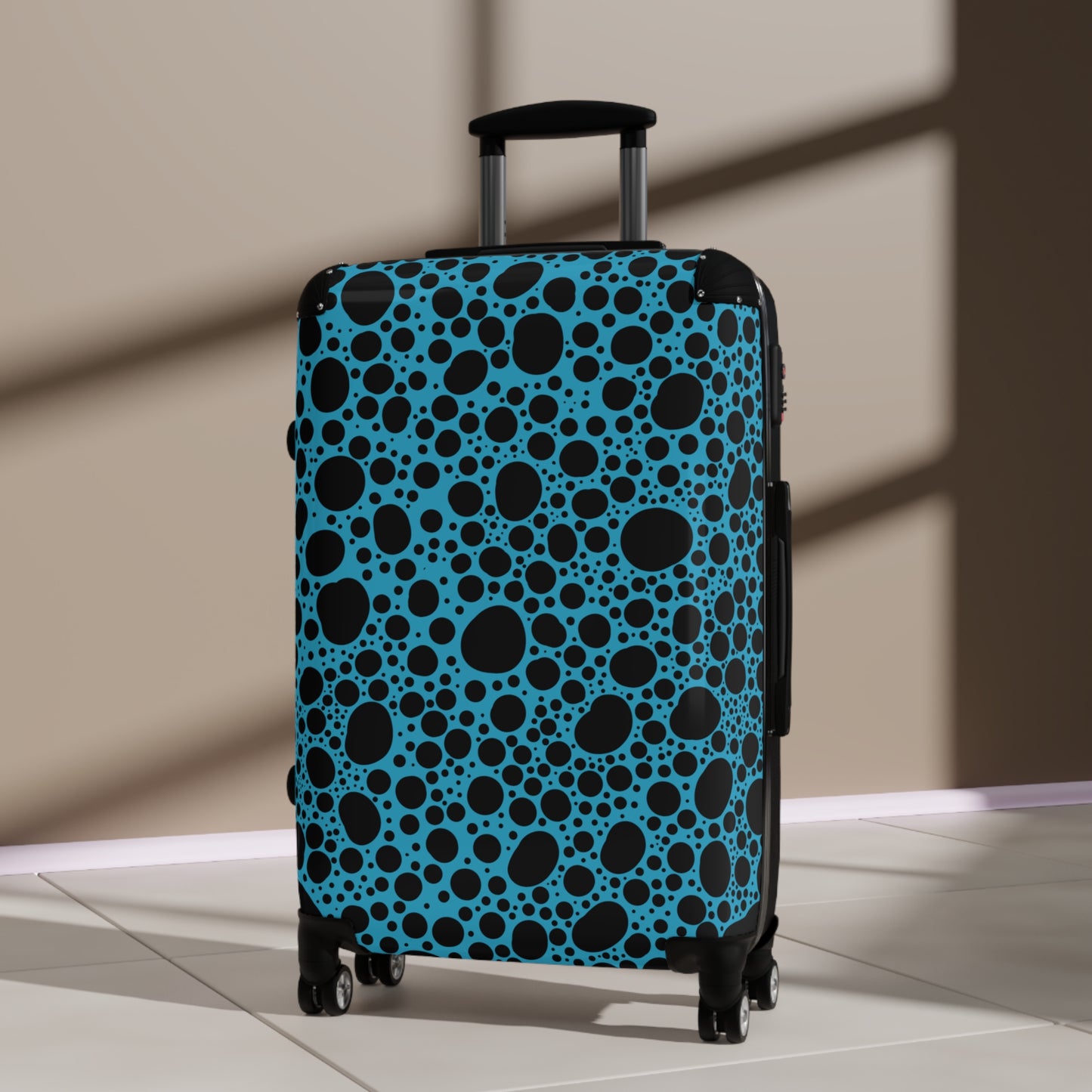 Noir Pointallism on Teal Suitcase