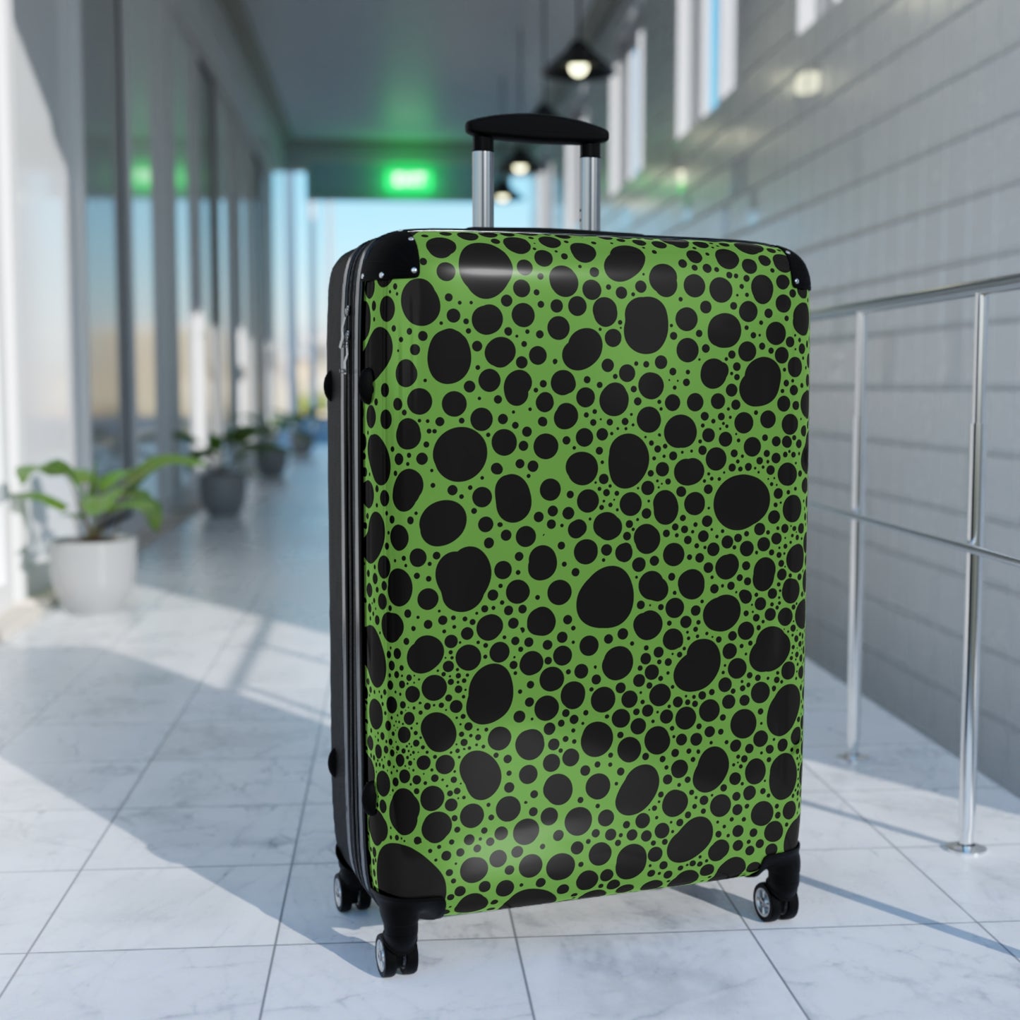 Noir Pointallism on Lime Suitcase