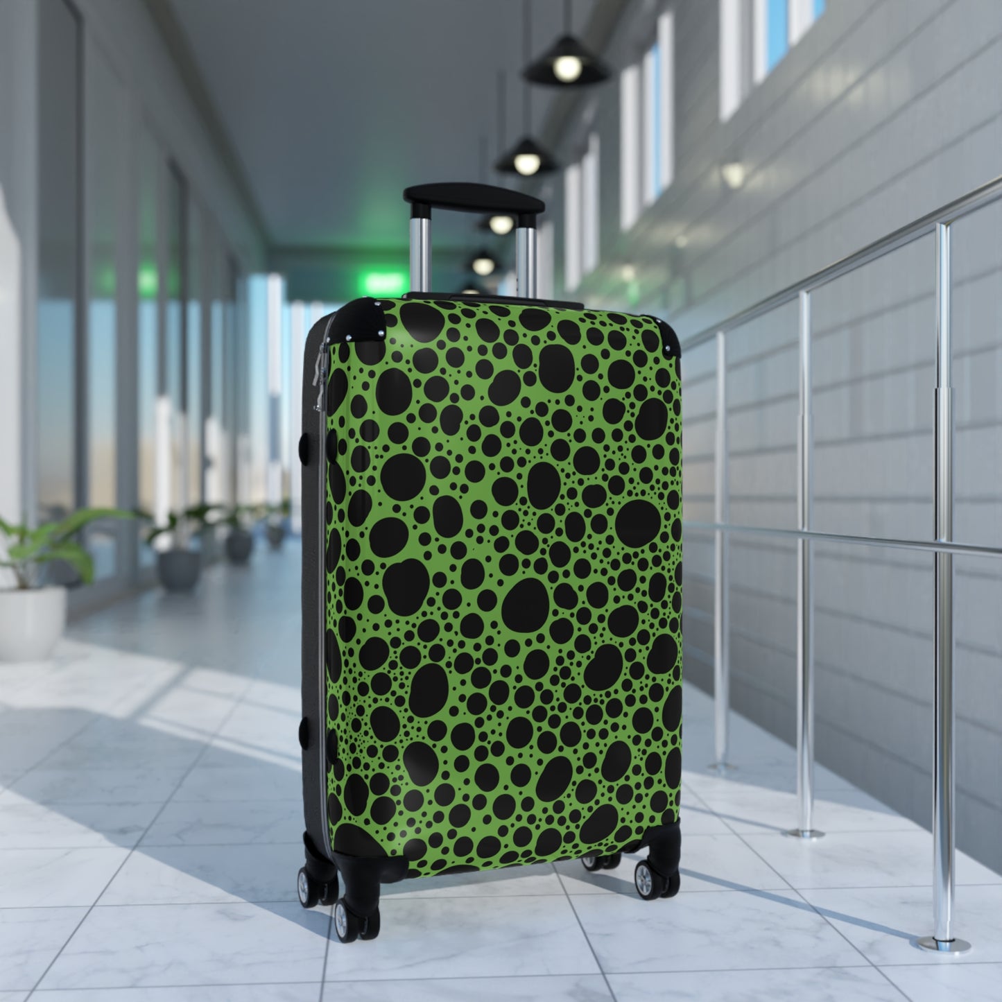 Noir Pointallism on Lime Suitcase