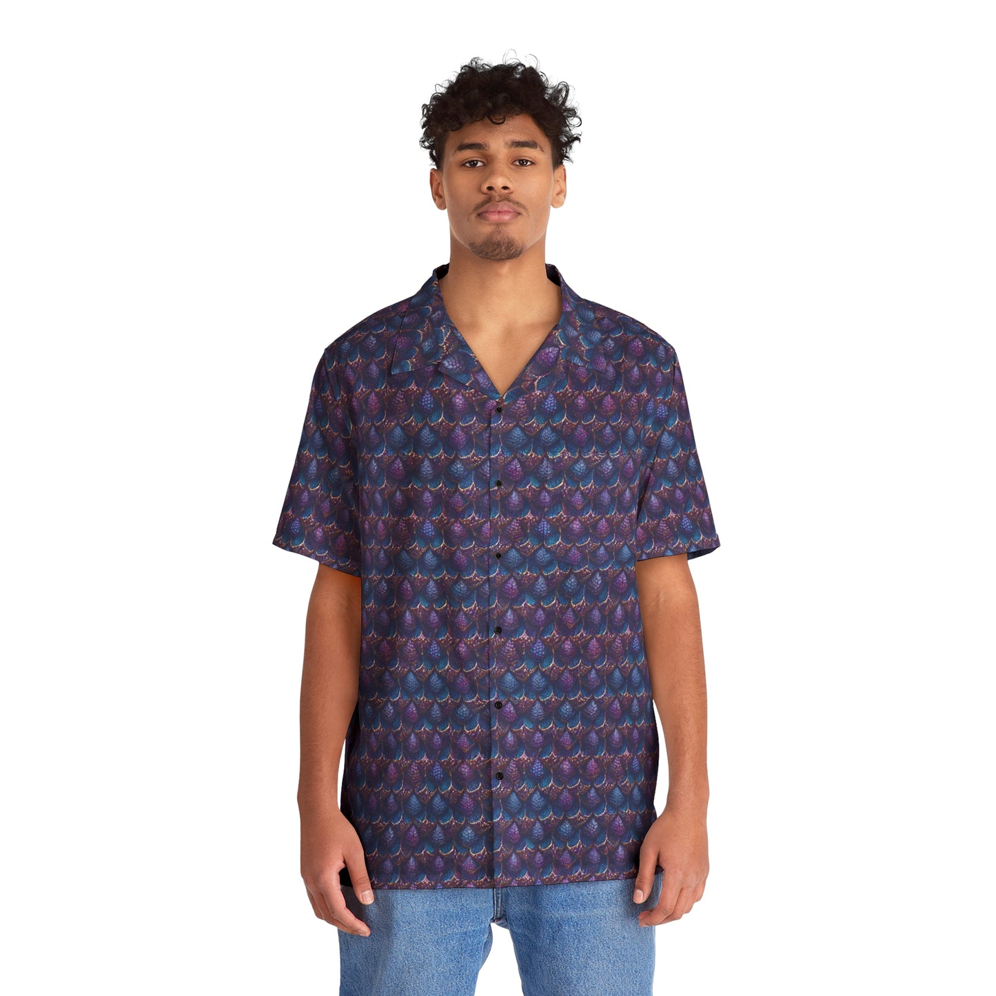 Luminosa, the Radiant Amethyst Drakon Men's Hawaiian Shirt (AOP)