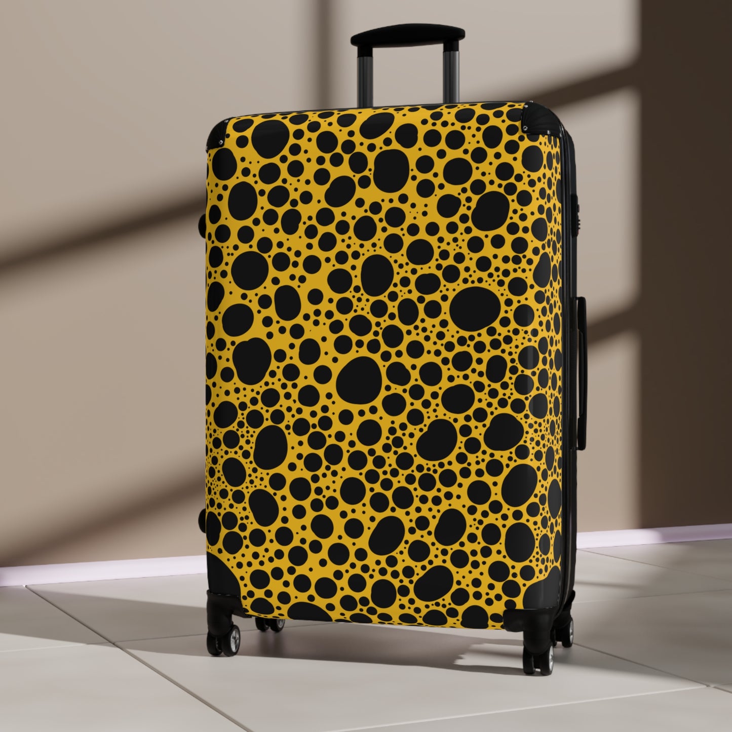 Noir Pointallism on Yellow Suitcase