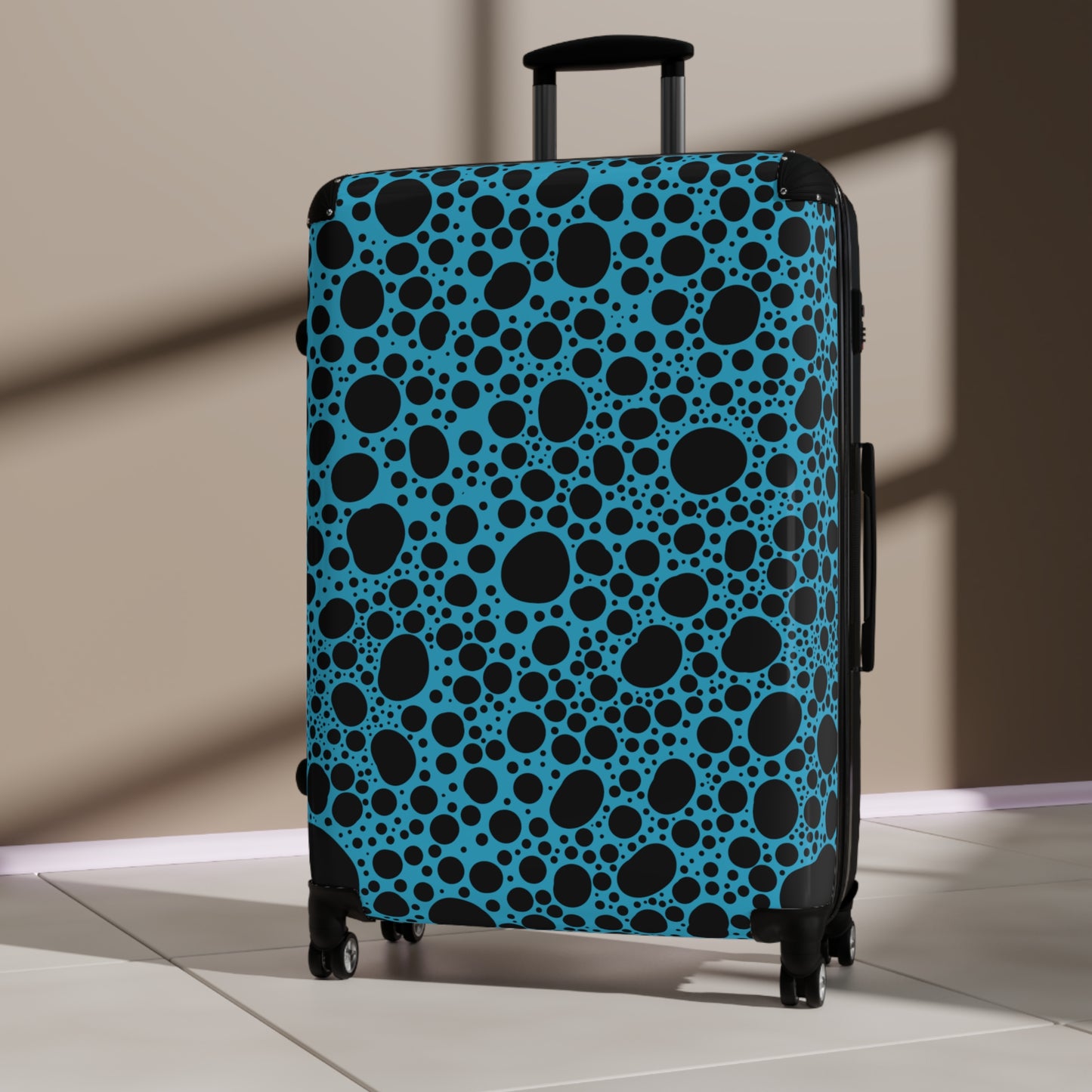 Noir Pointallism on Teal Suitcase