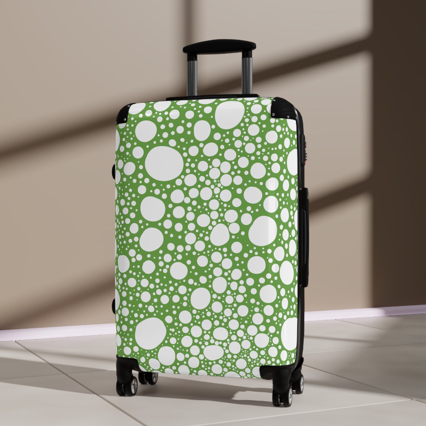 Blanca Ink Spots on Lime Green Suitcase