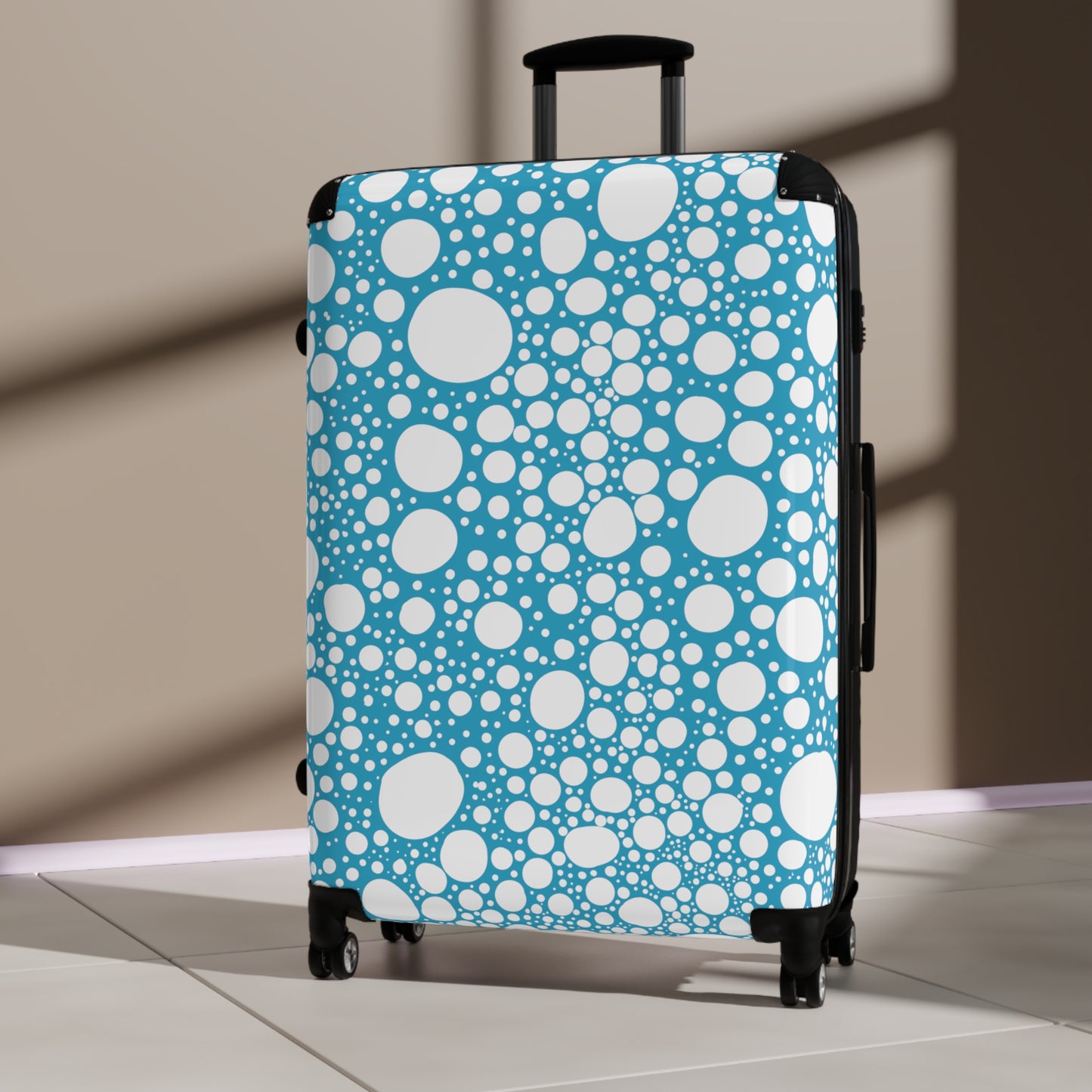 Blanca Ink Spots on Turquoise Suitcase