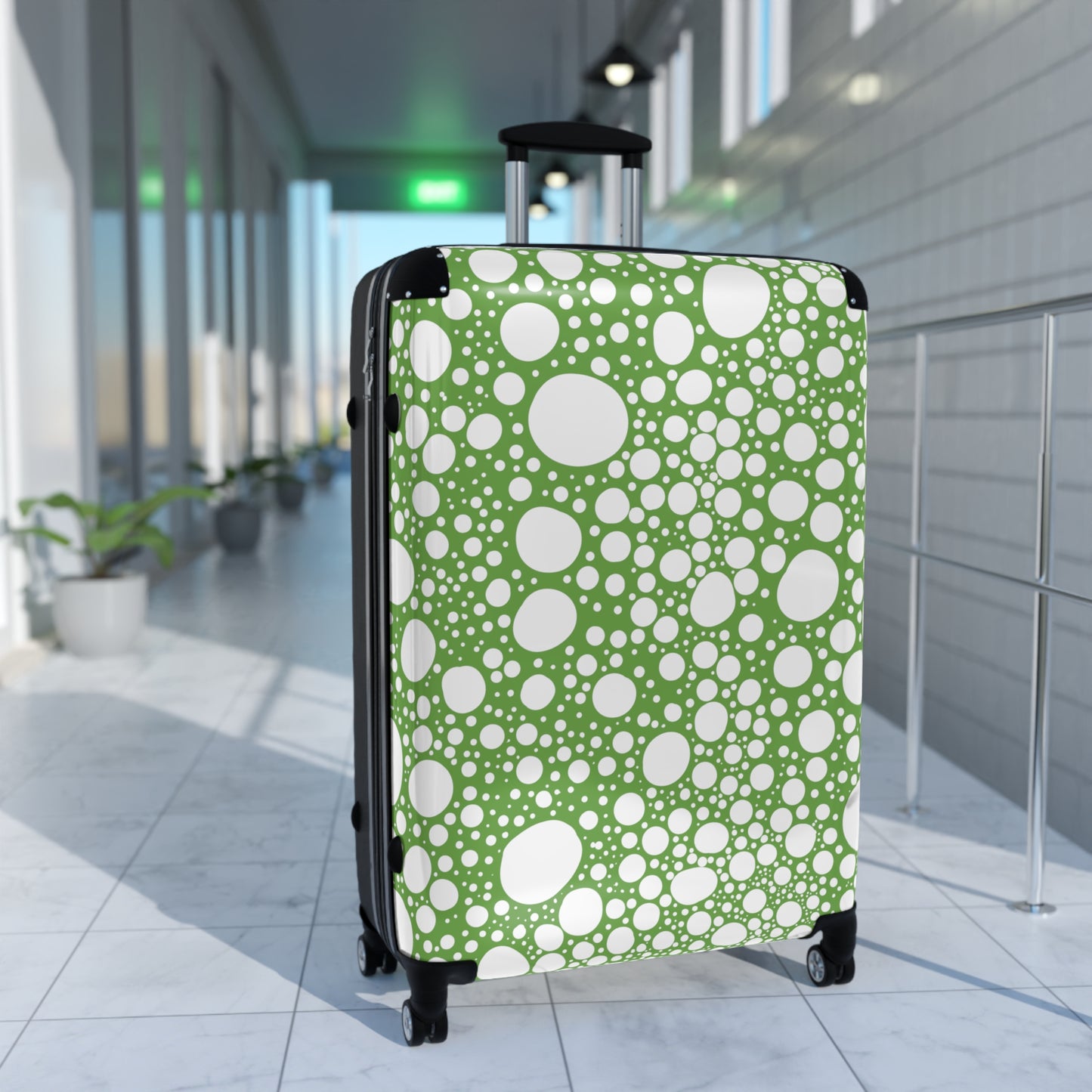 Blanca Ink Spots on Lime Green Suitcase