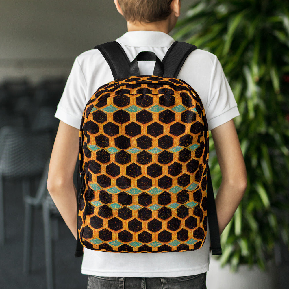 Teal and Gold Bee Bungalow Backpack