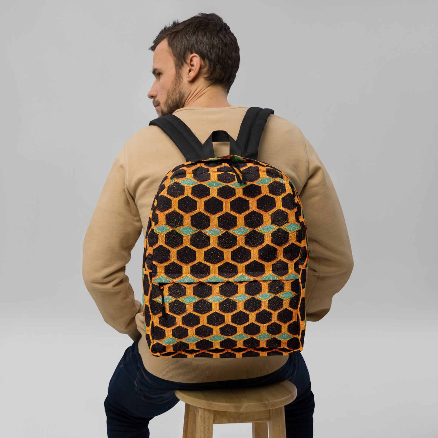 Teal and Gold Bee Bungalow Backpack