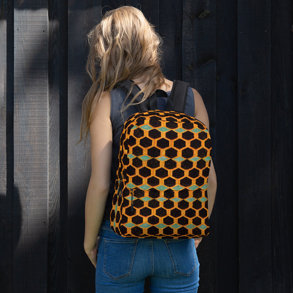 Teal and Gold Bee Bungalow Backpack