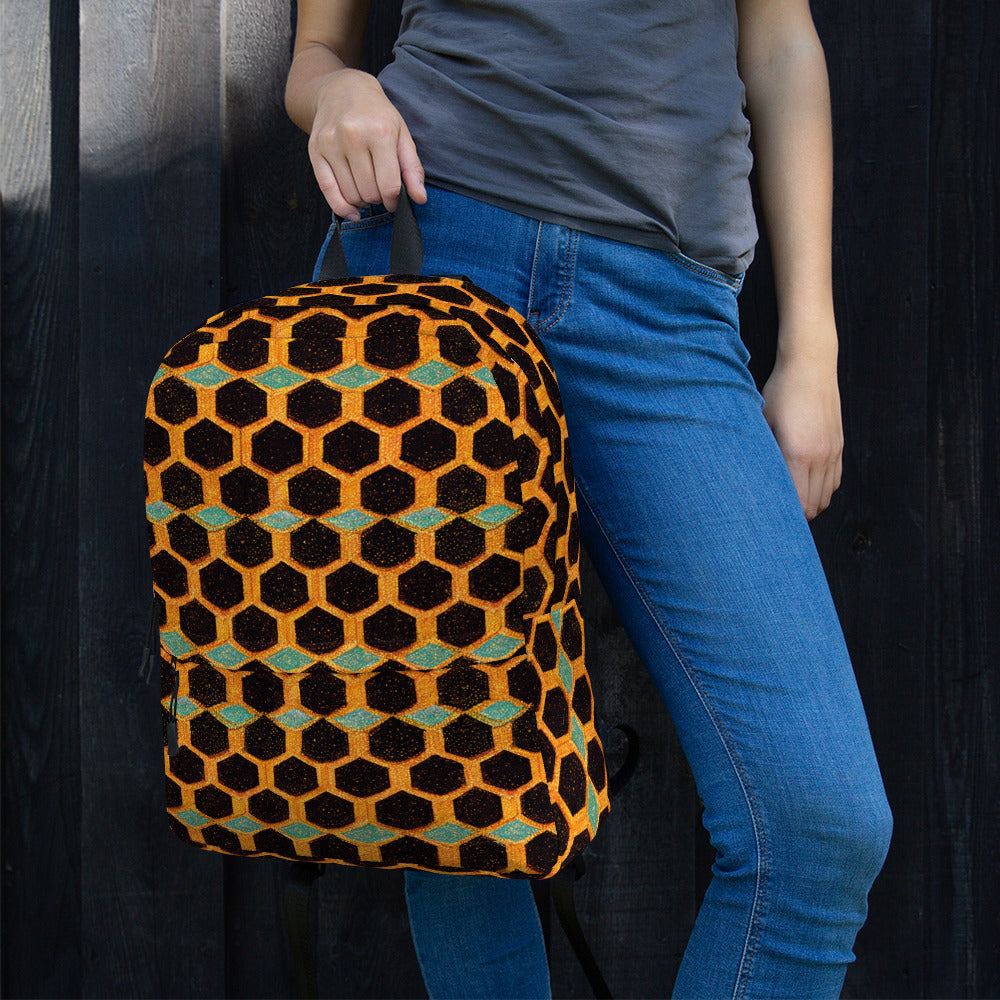 Teal and Gold Bee Bungalow Backpack