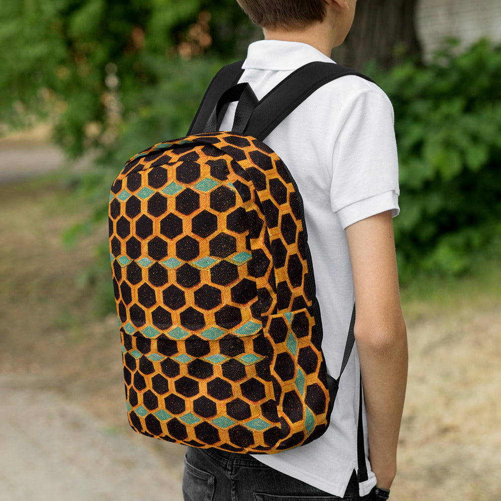 Teal and Gold Bee Bungalow Backpack