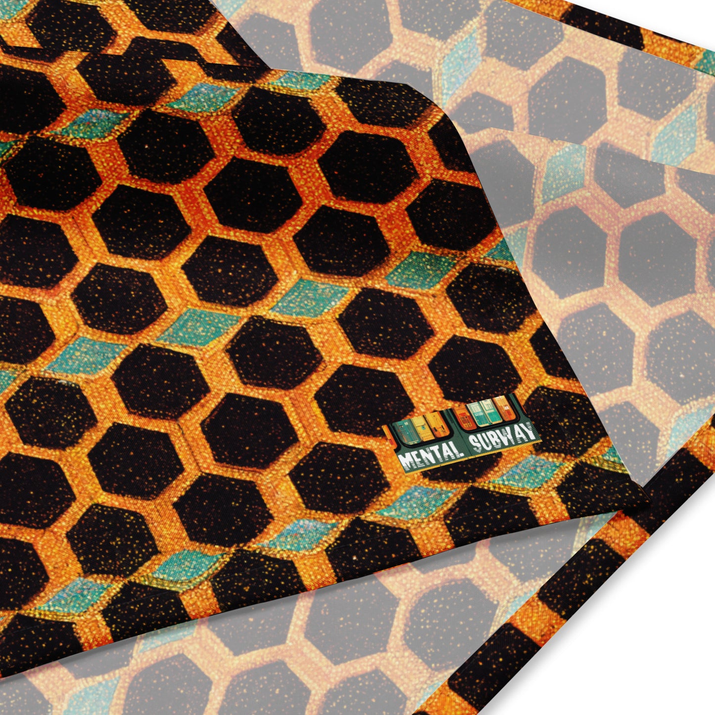 Teal and Gold Bee Bungalow Pet bandana