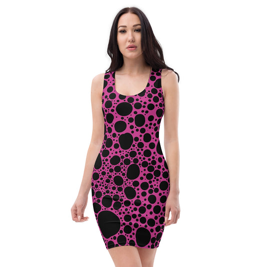 Noir Pointillism on Dark Pink Sublimation Cut & Sew Dress