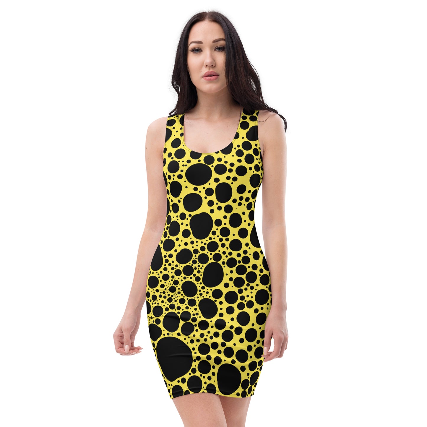 Noir Pointillism on Lemon Sublimation Cut & Sew Dress