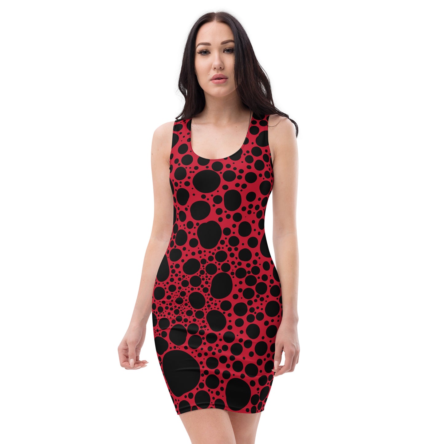 Noir Pointillism on Red Sublimation Cut & Sew Dress