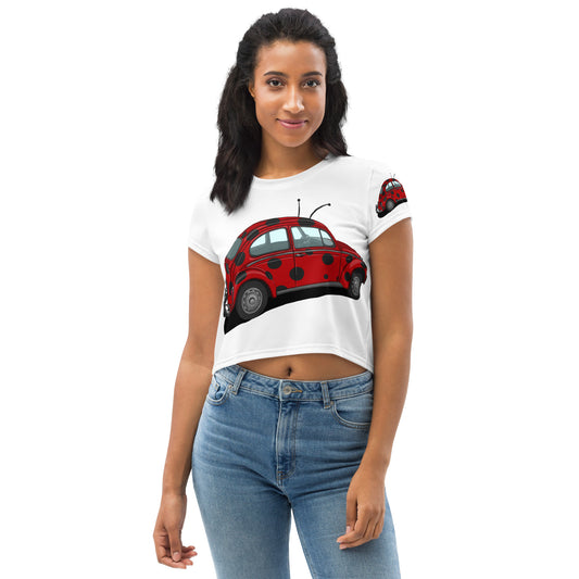 Lady VW Bug All-Over Print Crop Tee