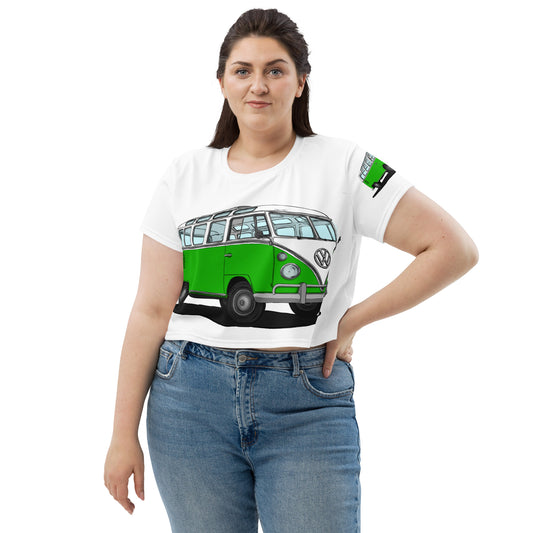 Green VW Van All-Over Print Crop Tee