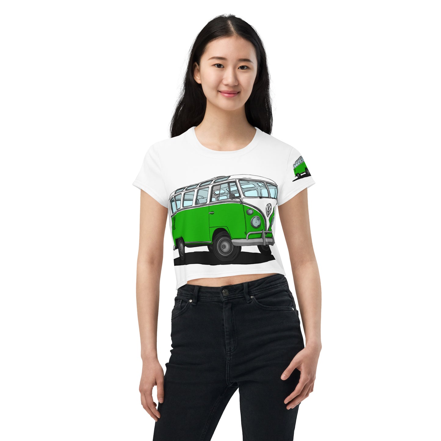 Green VW Van All-Over Print Crop Tee