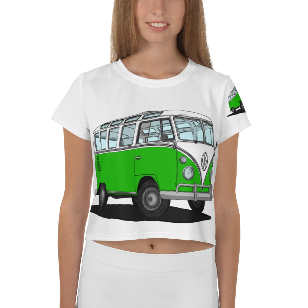 Green VW Van All-Over Print Crop Tee