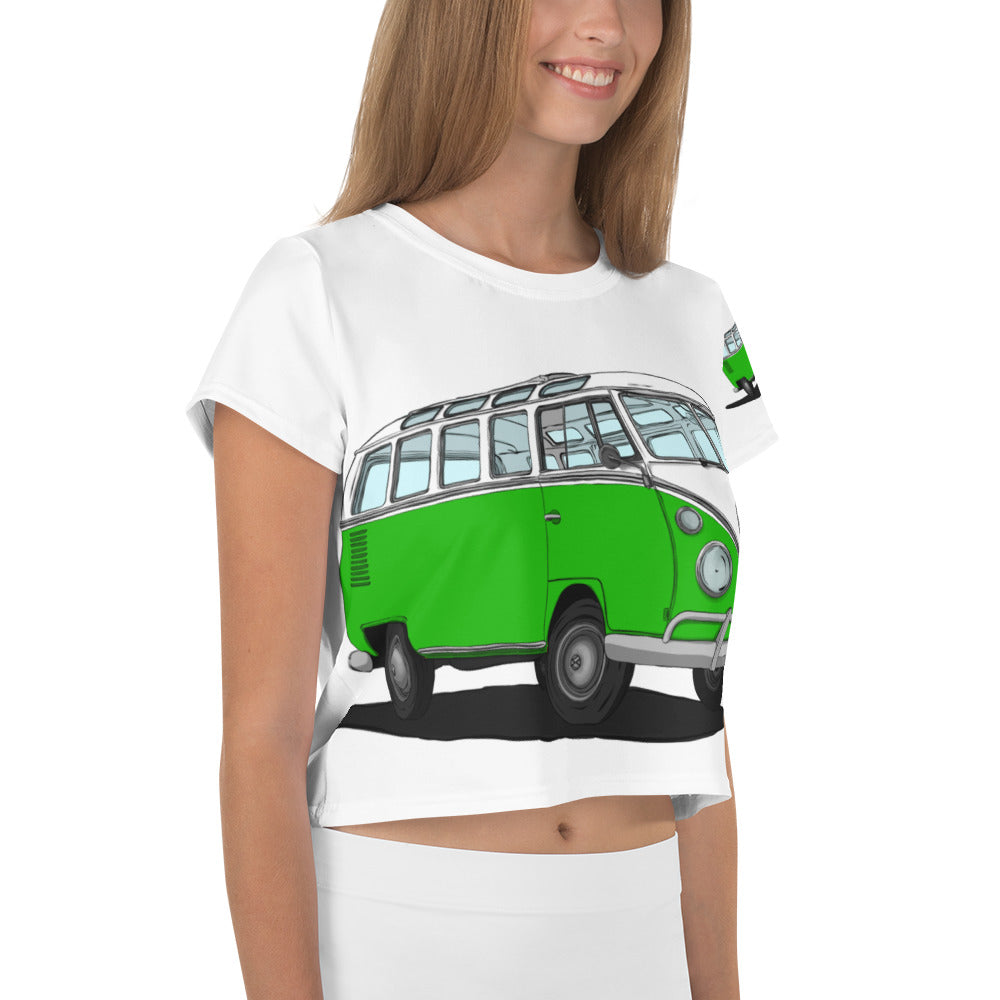 Green VW Van All-Over Print Crop Tee