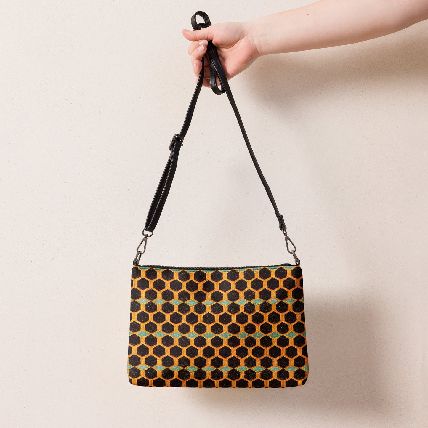 Teal and Gold Bee Bungalow Crossbody bag