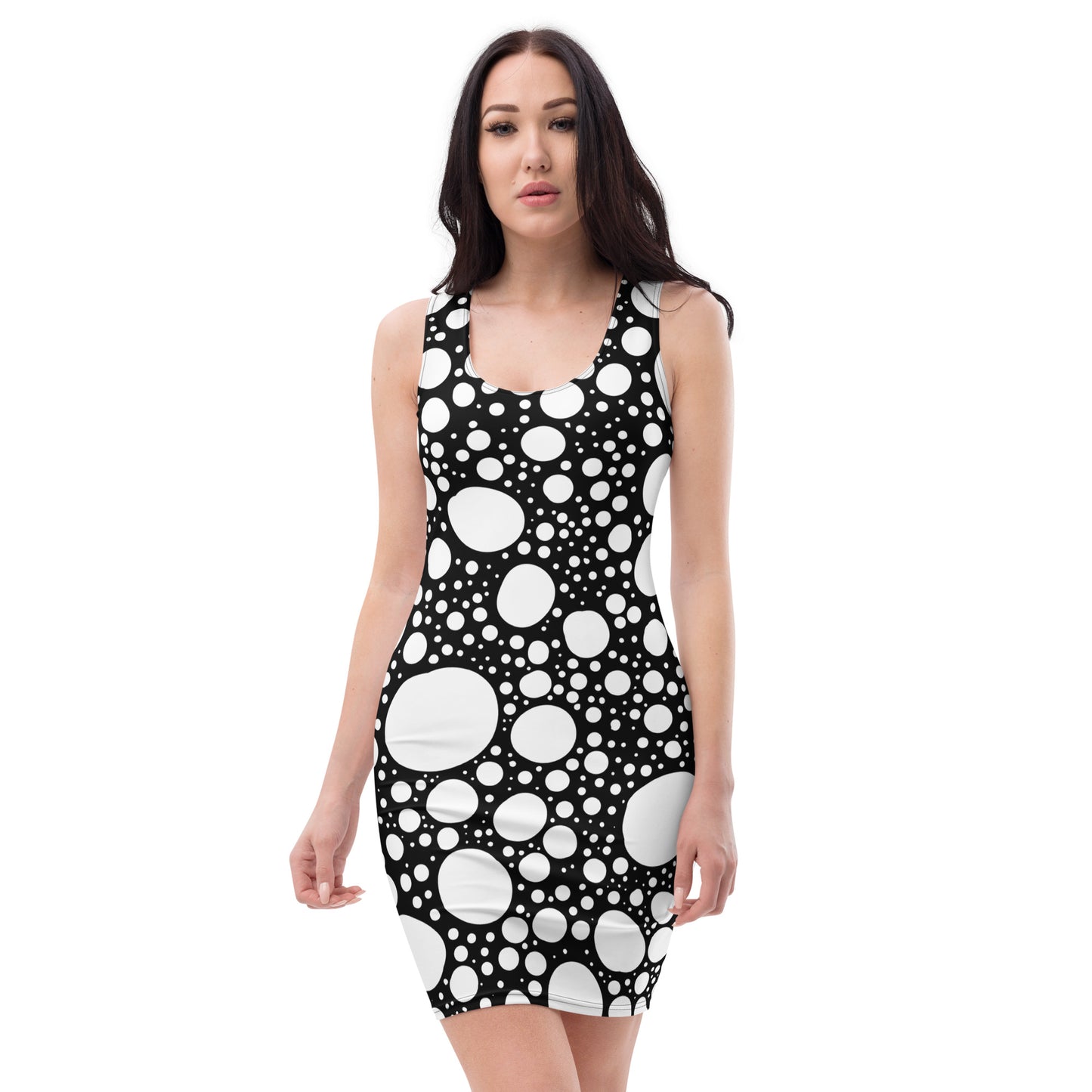 Blanca Ink Spots on Black Sublimation Cut & Sew Dress