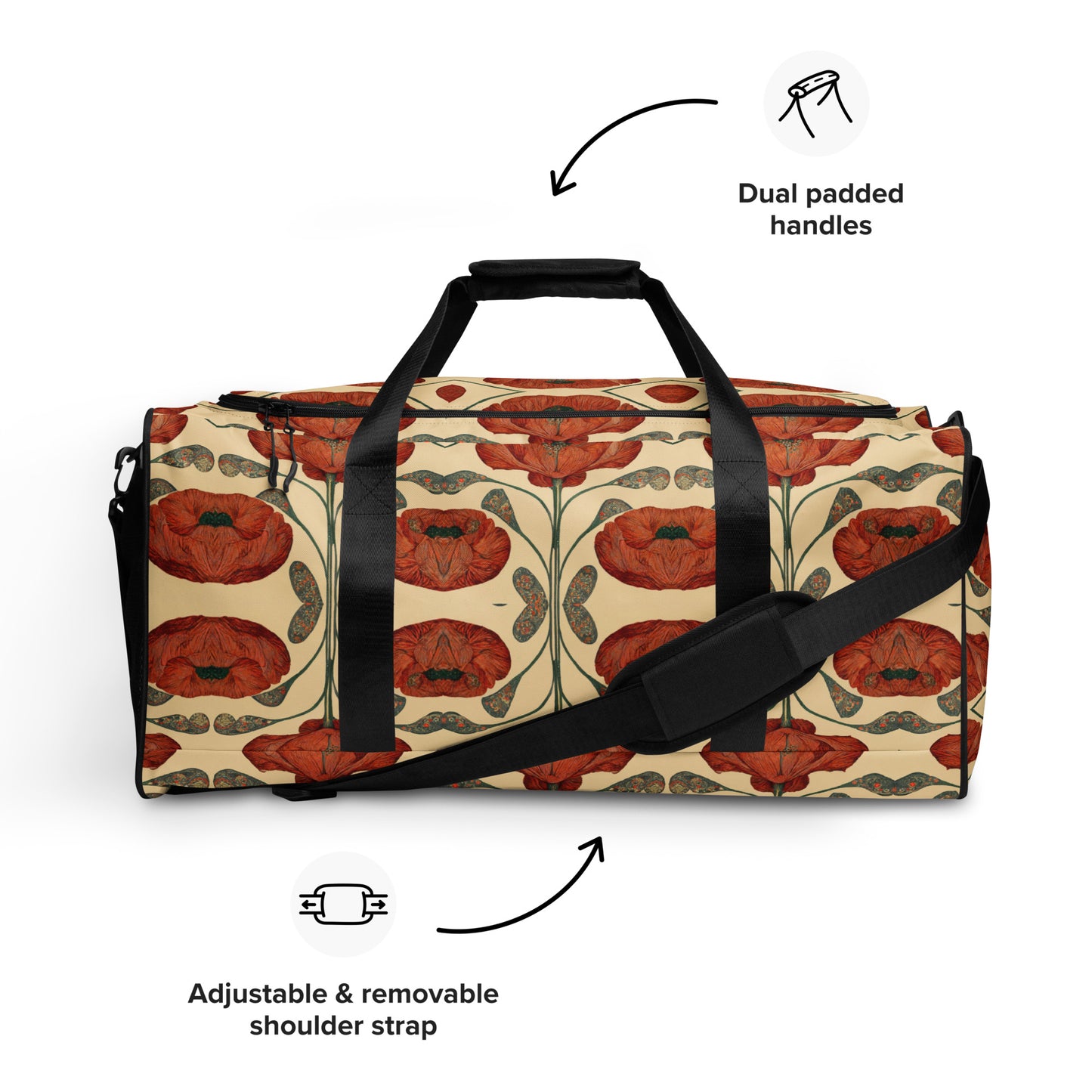 Poppies for Klimt Duffle bag