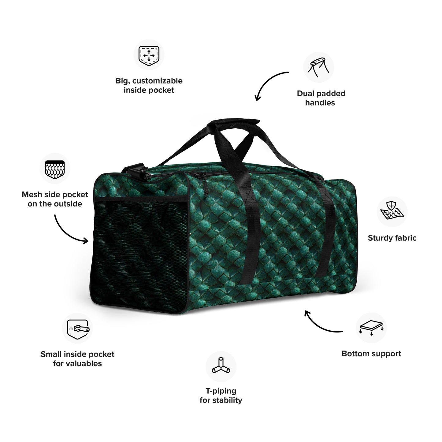 Emeralda the Great Forest Dragon Duffle bag