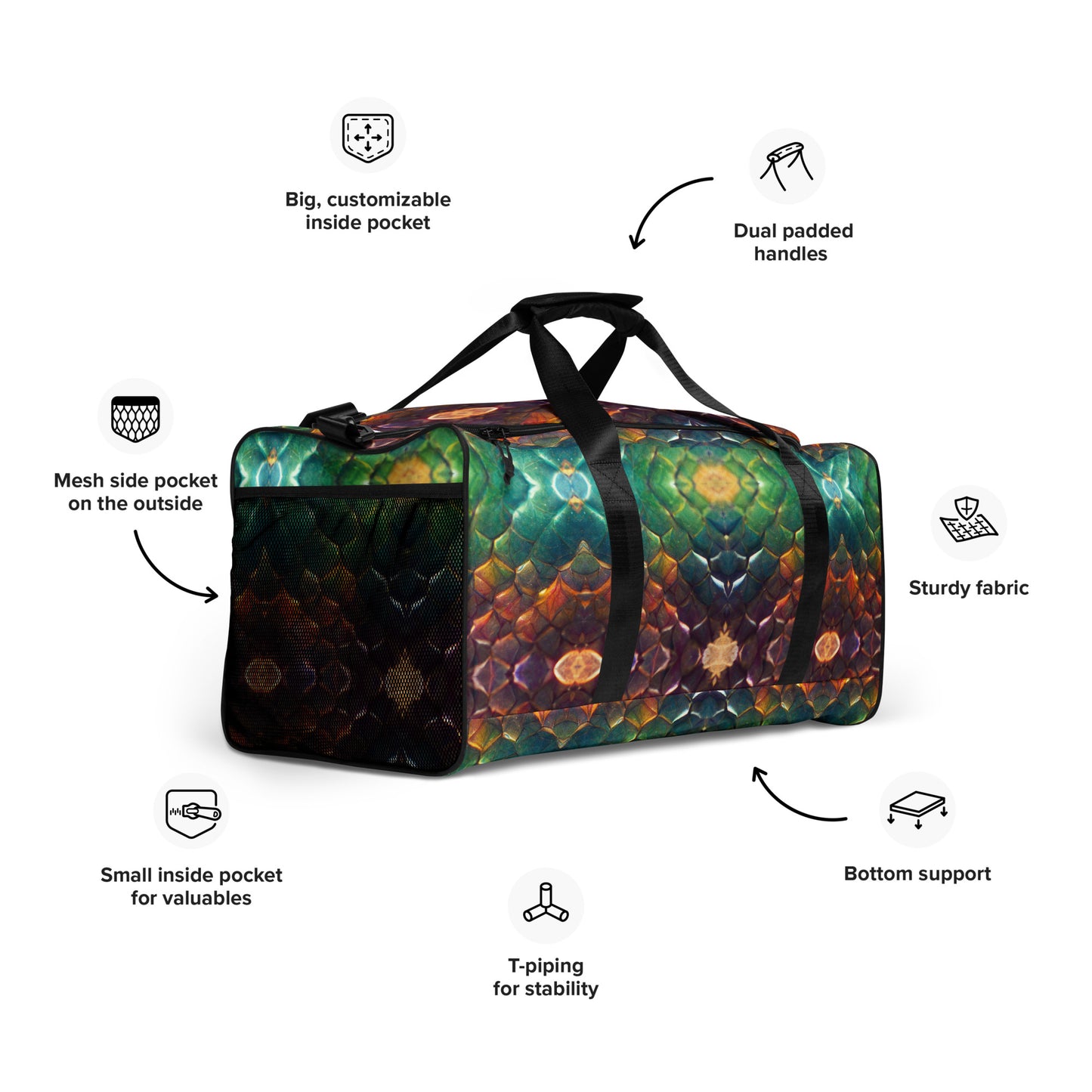 Prismijimmy, the Rainbow Guardian Dragon Duffle bag