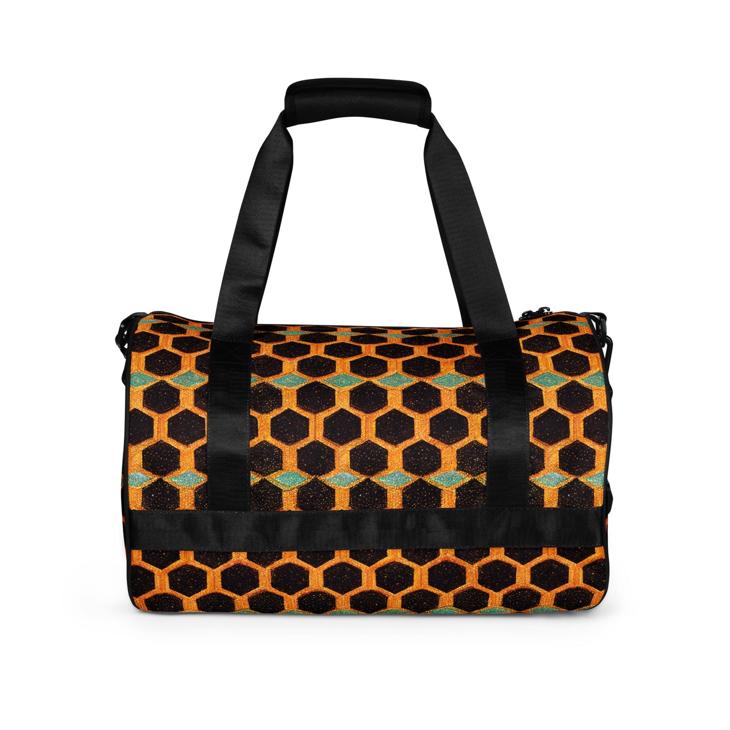 Teal and Gold Bee Bungalow gym bag